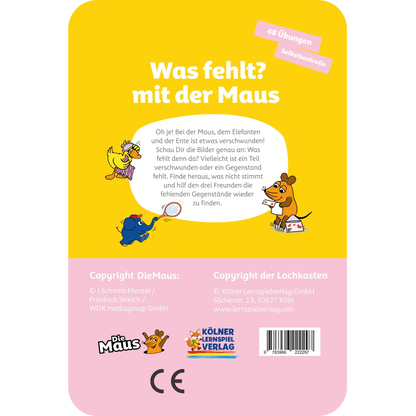 Kölner Lernspielverlag - Was fehlt? mit der Maus 3-4 Jahre