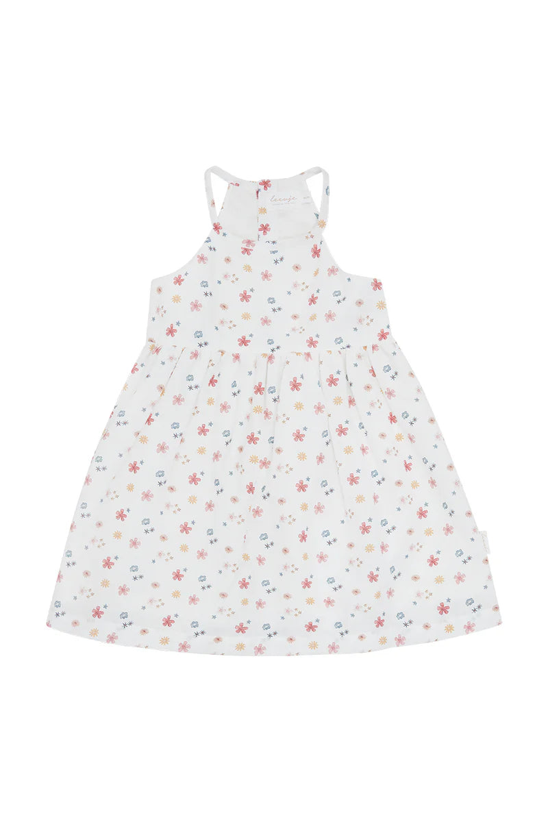 Leevje Kleid Flowers weiß