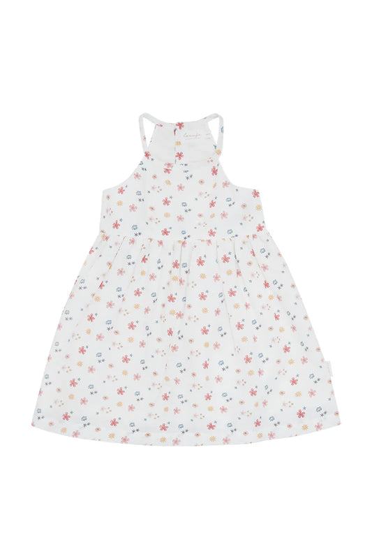 Leevje Kleid Flowers weiß