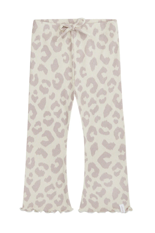 Leevje Flared Organic Cotton Leggings with Front Drawstring Appliqué in 'Leo'