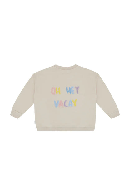 Leevje Unisex Sweatshirt with Sun 'Oh Hey Vacay' Cappuccino