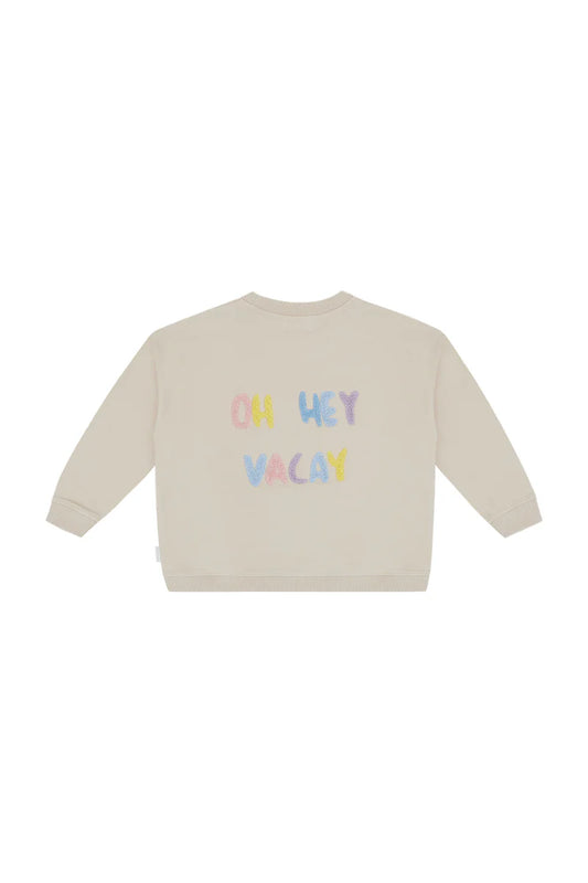 Leevje Unisex Sweatshirt with Sun 'Oh Hey Vacay' Cappuccino