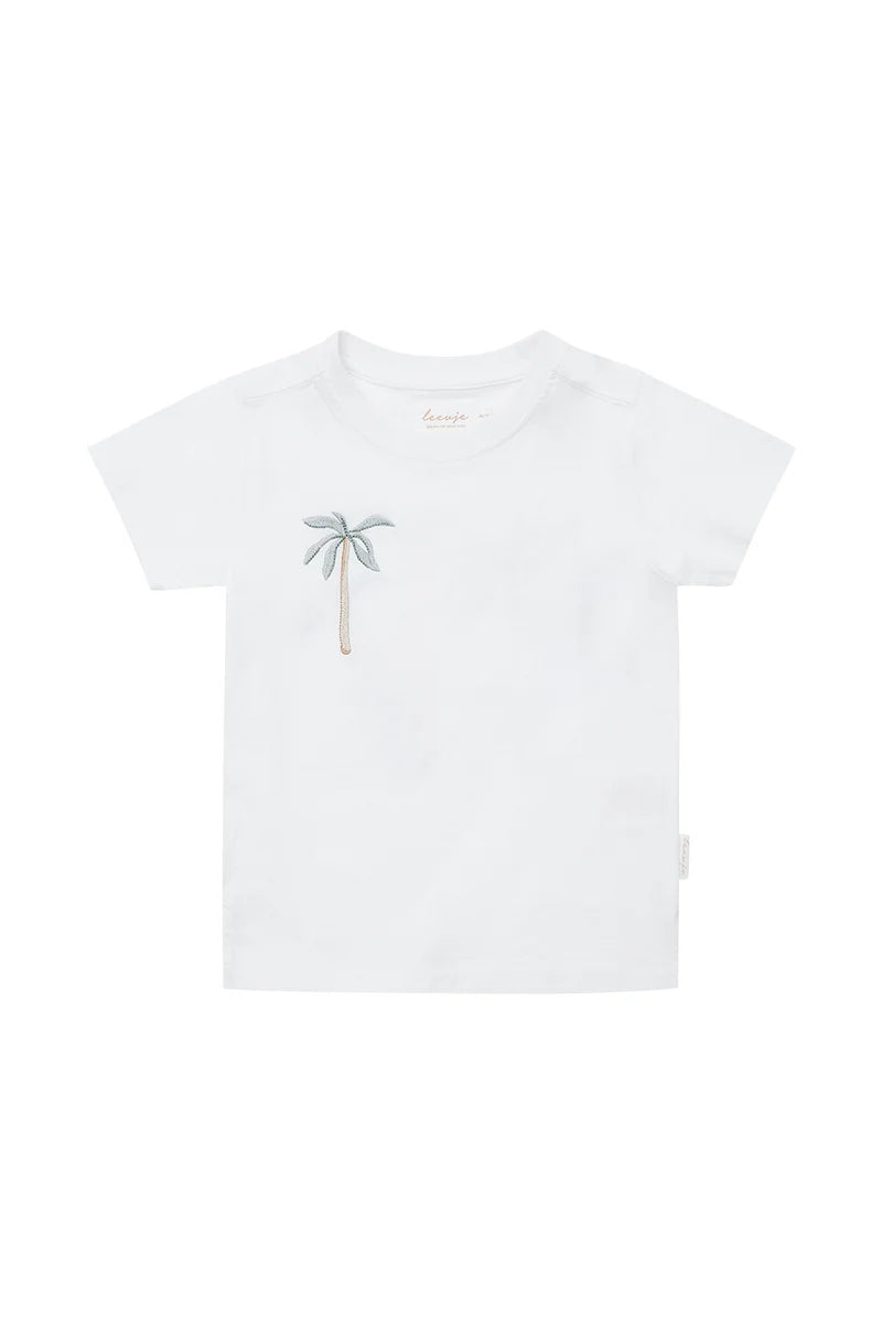 Leevje Unisex T-Shirt 'Palm Tree' weiß