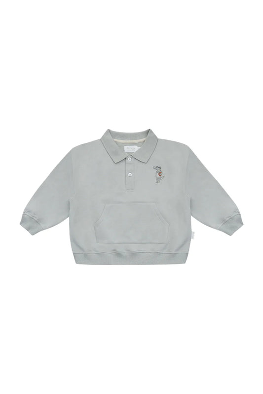 Leevje Unisex Oversized Polo Sweatshirt with Pouch Pocket