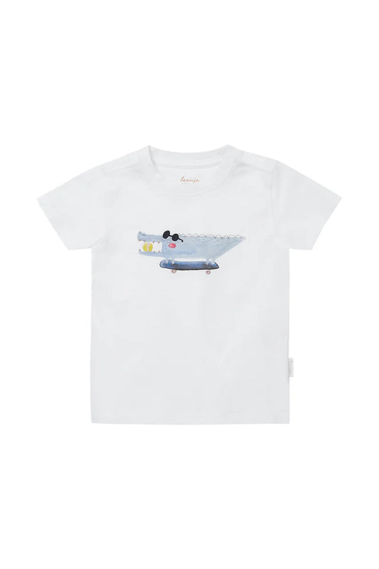 Leevje Unisex T-Shirt 'Crocodile' weiß