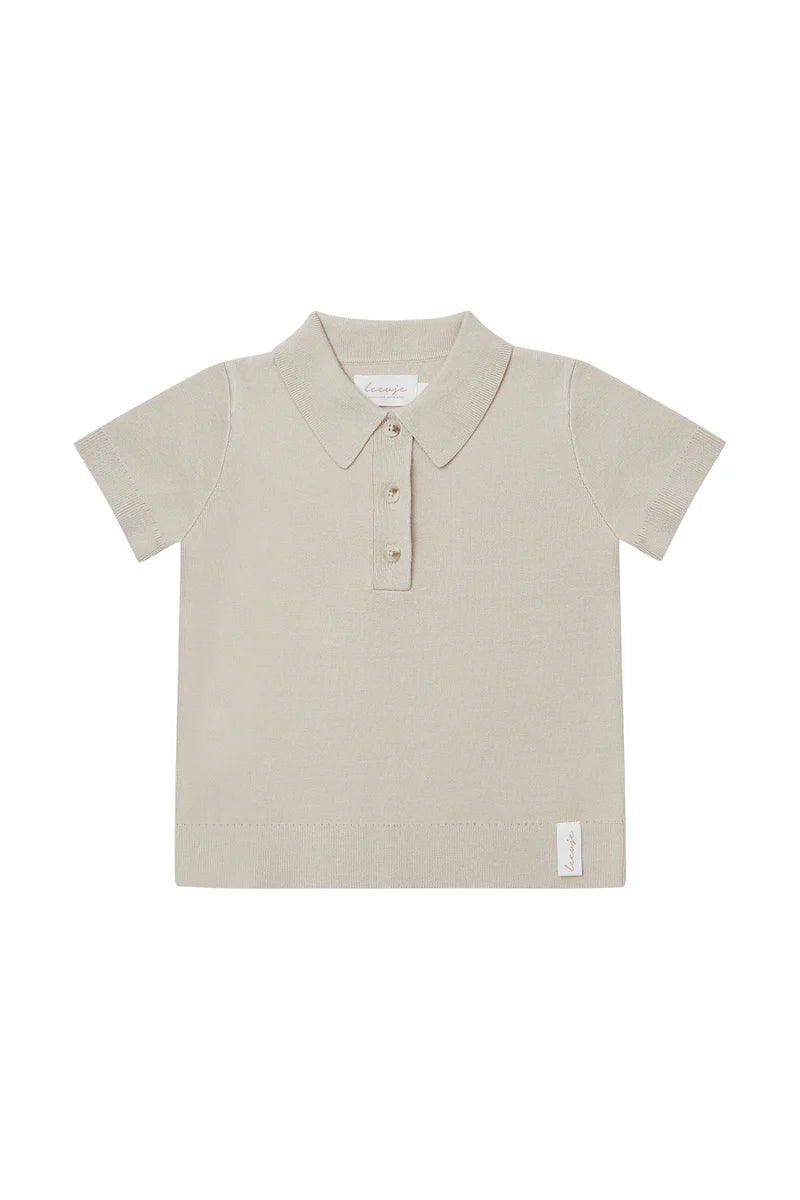 Leevje Unisex Knitted Polo Shirt 'Cappucino'