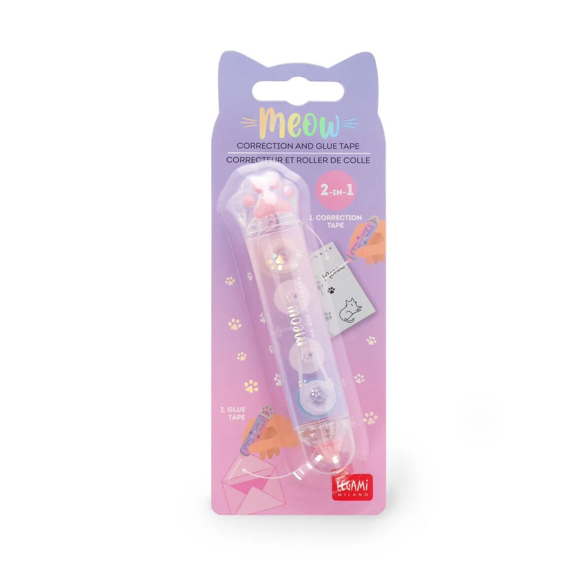 Legami 2-in-1 Korrekturroller und Kleberoller - Meow