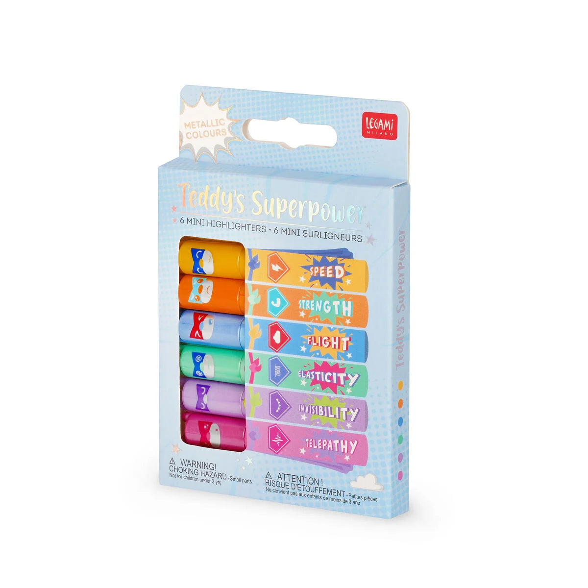 Legami Set mit 6 Mini-Textmarkern - Teddy's Superpower