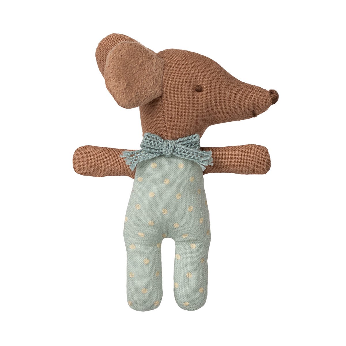 Maileg Babymaus blauer Anzug schlafend mit Blumendecke