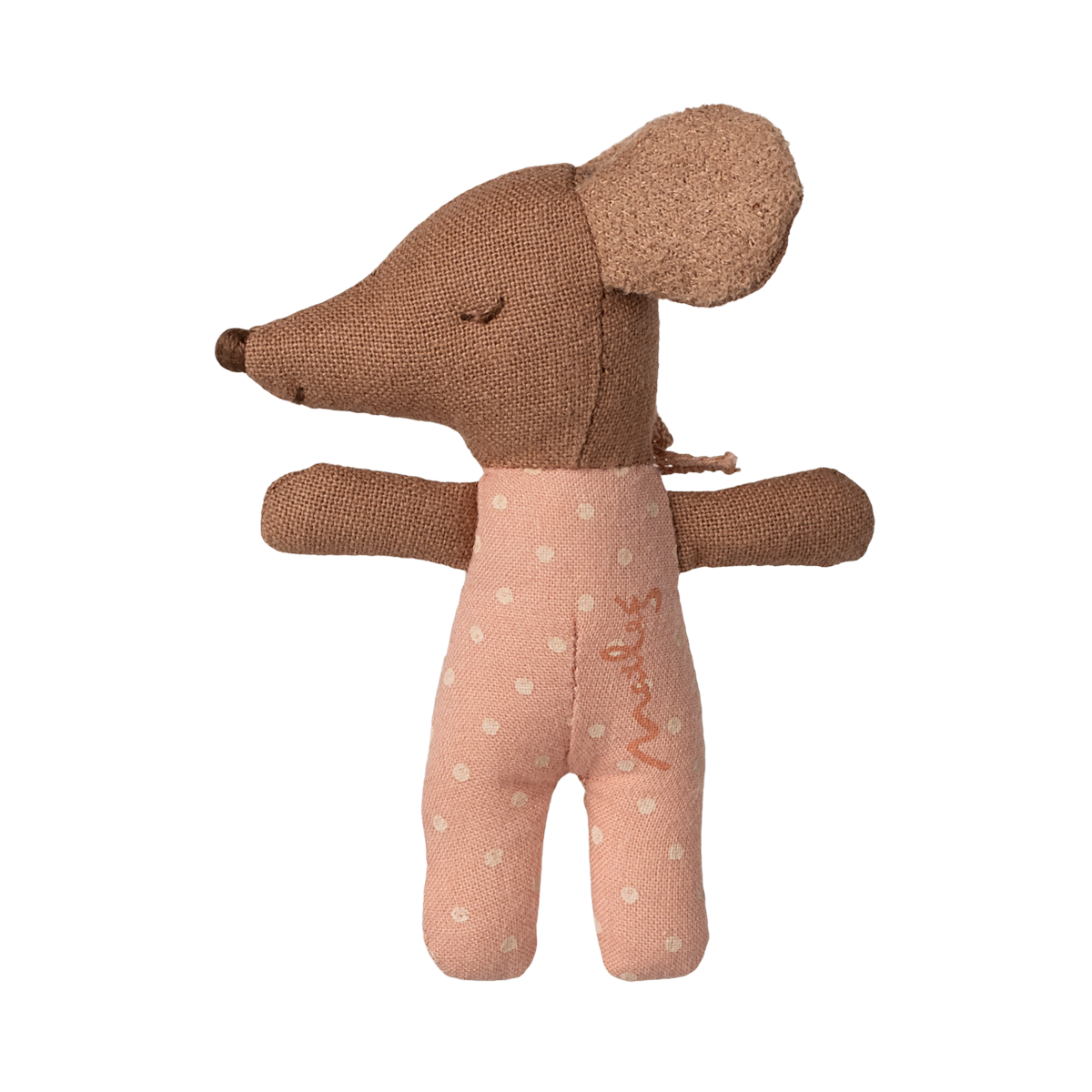 Maileg Babymaus schlafend rosa Schlafanzug mit Blumendecke