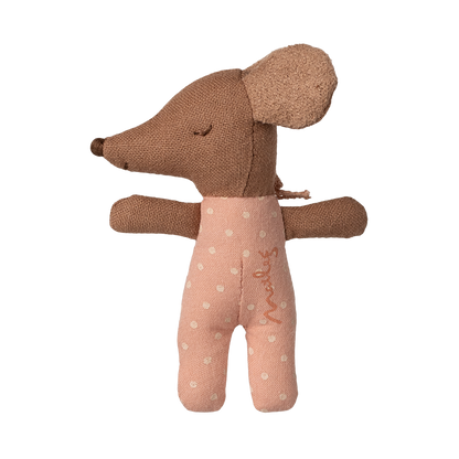 Maileg Babymaus schlafend rosa Schlafanzug mit Blumendecke