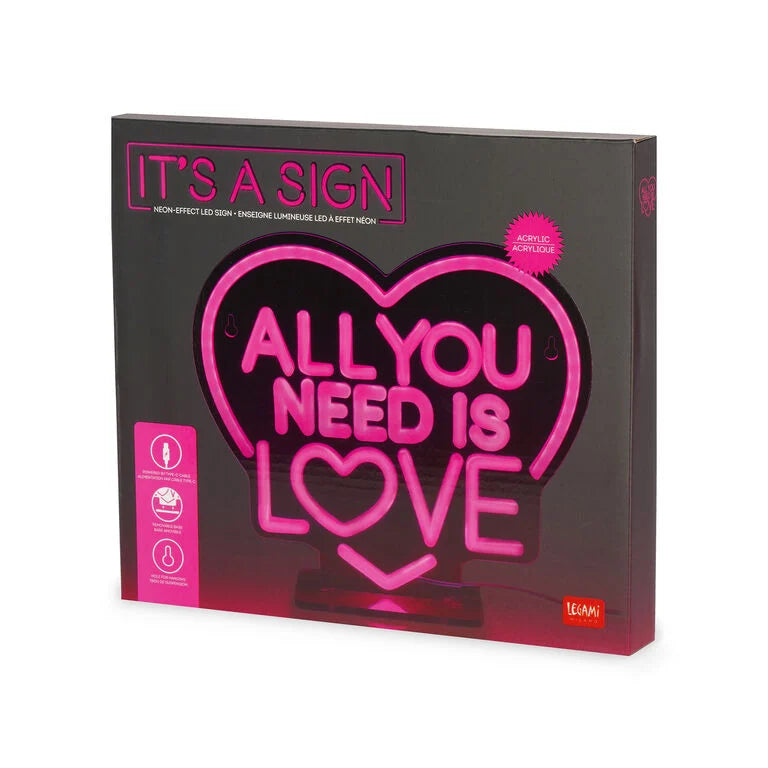 Legami LED-Lampe mit Neoneffekt - All You Need is Love - It’s a Sign