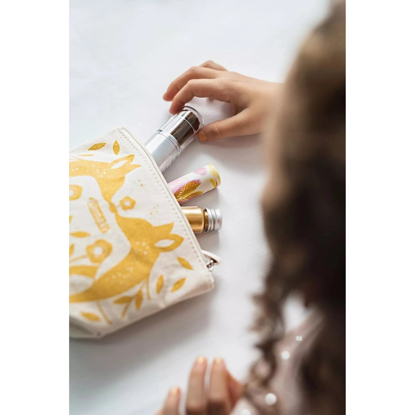 Namaki Kosmetiktasche - goldenes Glitzertäschchen Fuchs