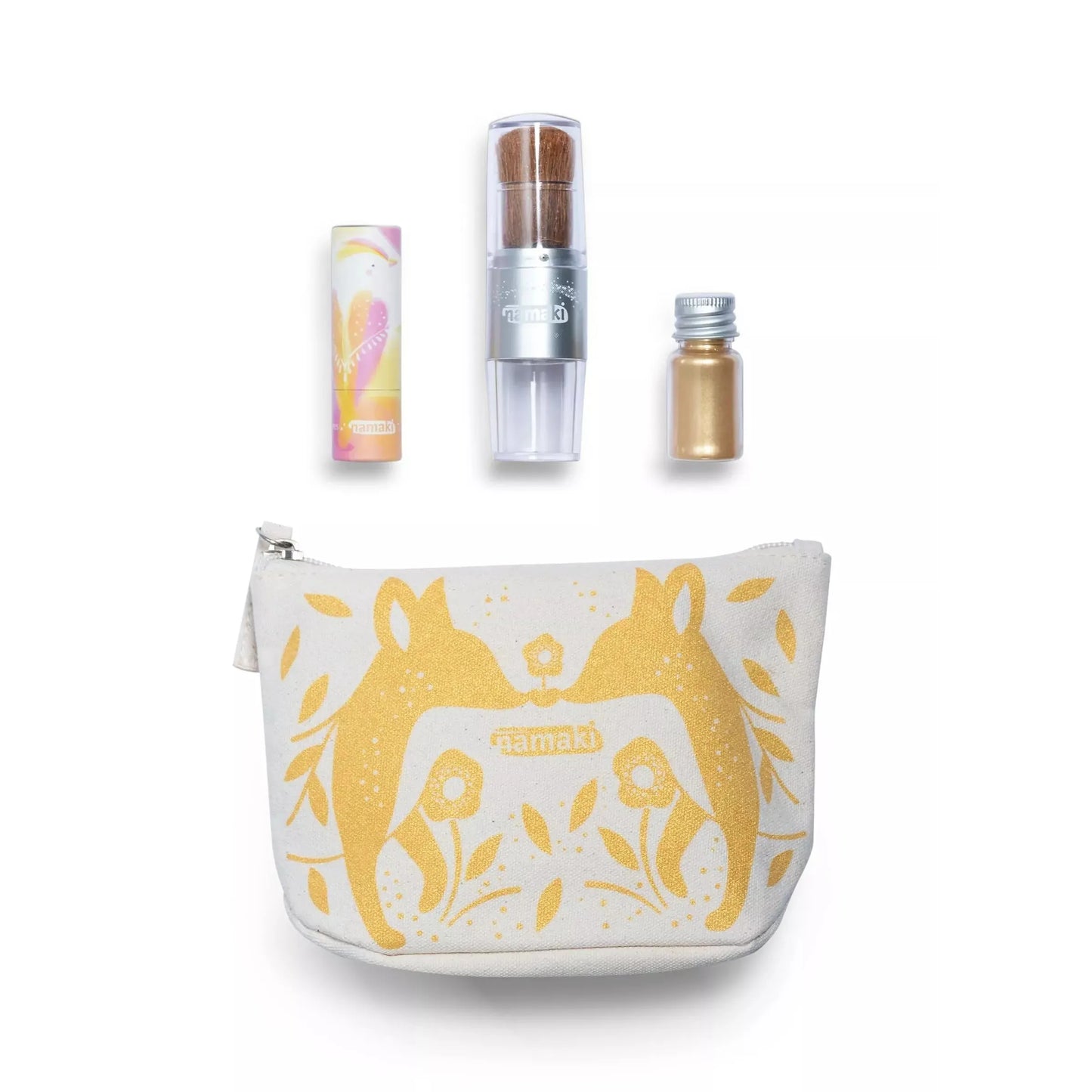 Namaki Kosmetiktasche - goldenes Glitzertäschchen Fuchs