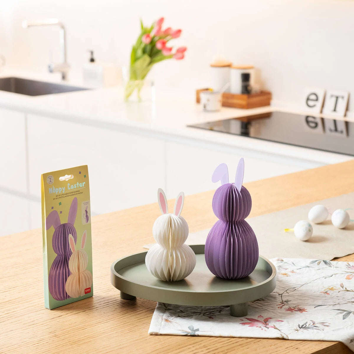 Legami Set mit 2 Faltbaren Häschen aus Papier - Hoppy Easter