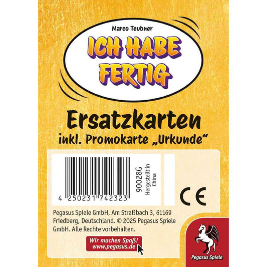 Pegasus Ich habe fertig! - Ersatzkarten inkl. Promo "Urkunde"