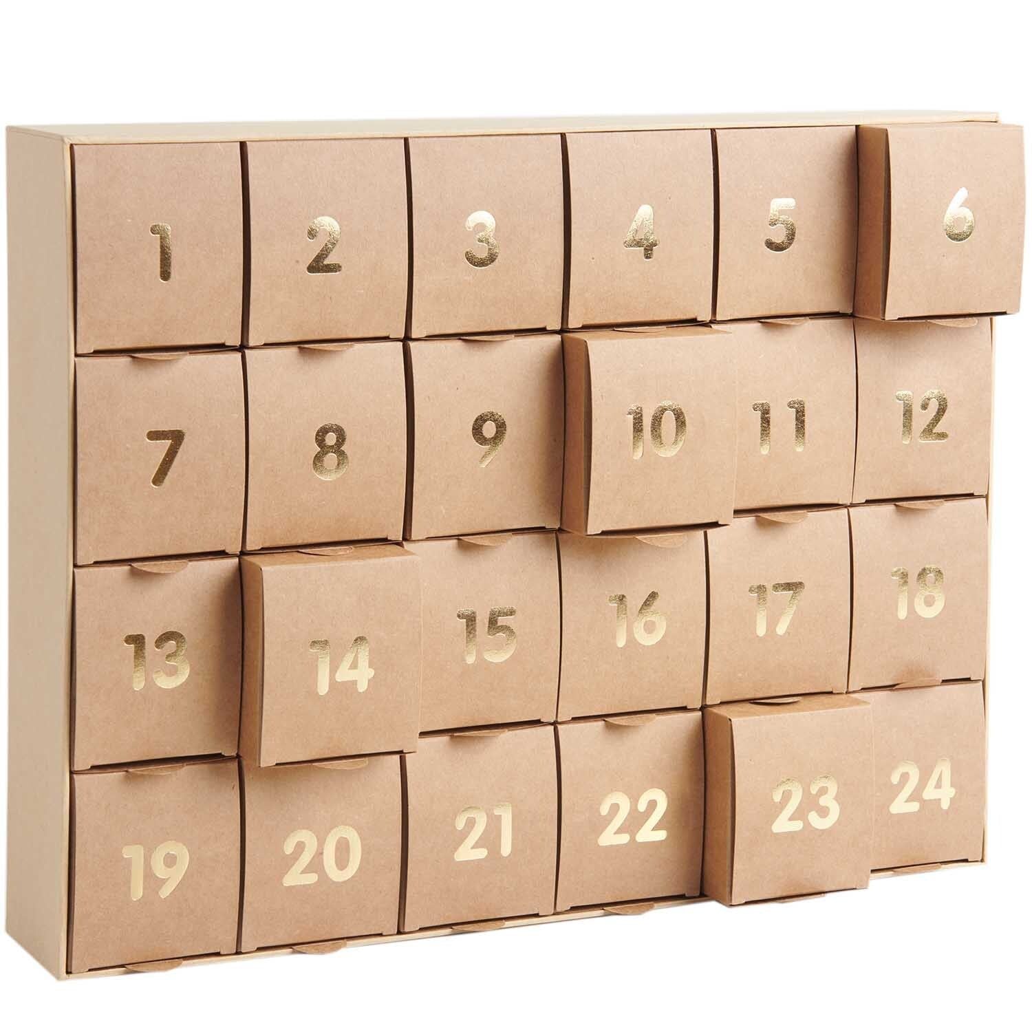 Rico Design Adventskalender zum Befüllen Kraftpapier Gold