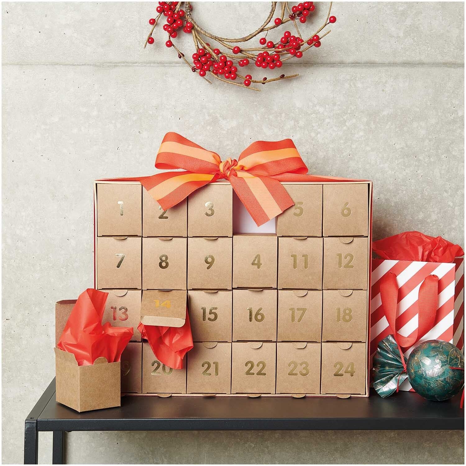 Rico Design Adventskalender zum Befüllen Kraftpapier Gold