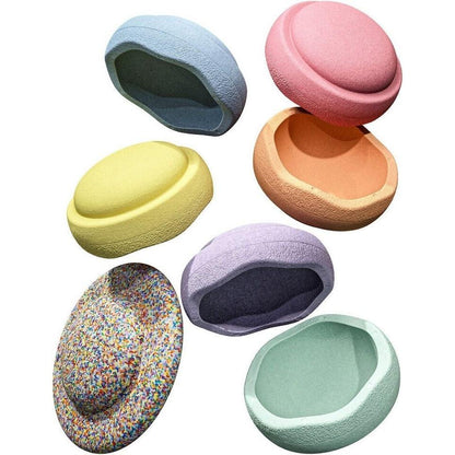 Stapelstein Rainbow Set pastel 6 Steine + Board