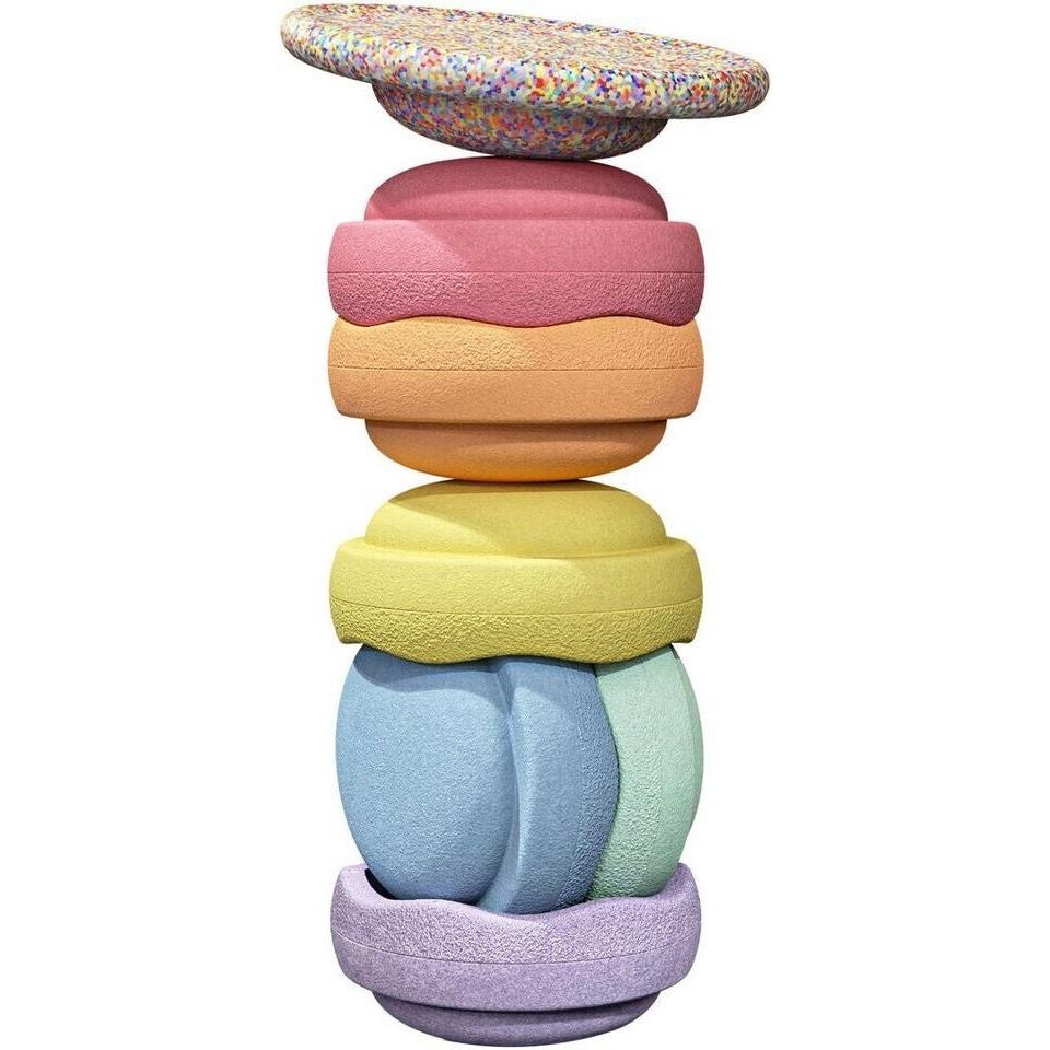 Stapelstein Rainbow Set pastel 6 Steine + Board