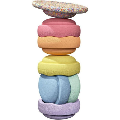 Stapelstein Rainbow Set pastel 6 Steine + Board