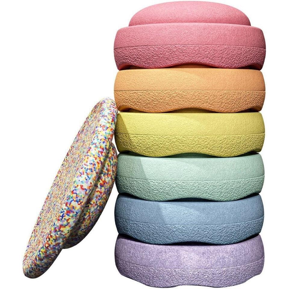 Stapelstein Rainbow Set pastel 6 Steine + Board