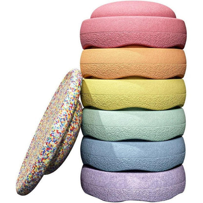 Stapelstein Rainbow Set pastel 6 Steine + Board