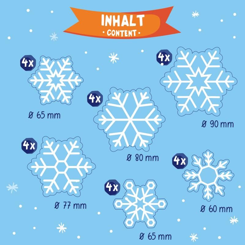 Trendhaus Magic Moments Fenster-Sticker Schneekristalle 24-teilig