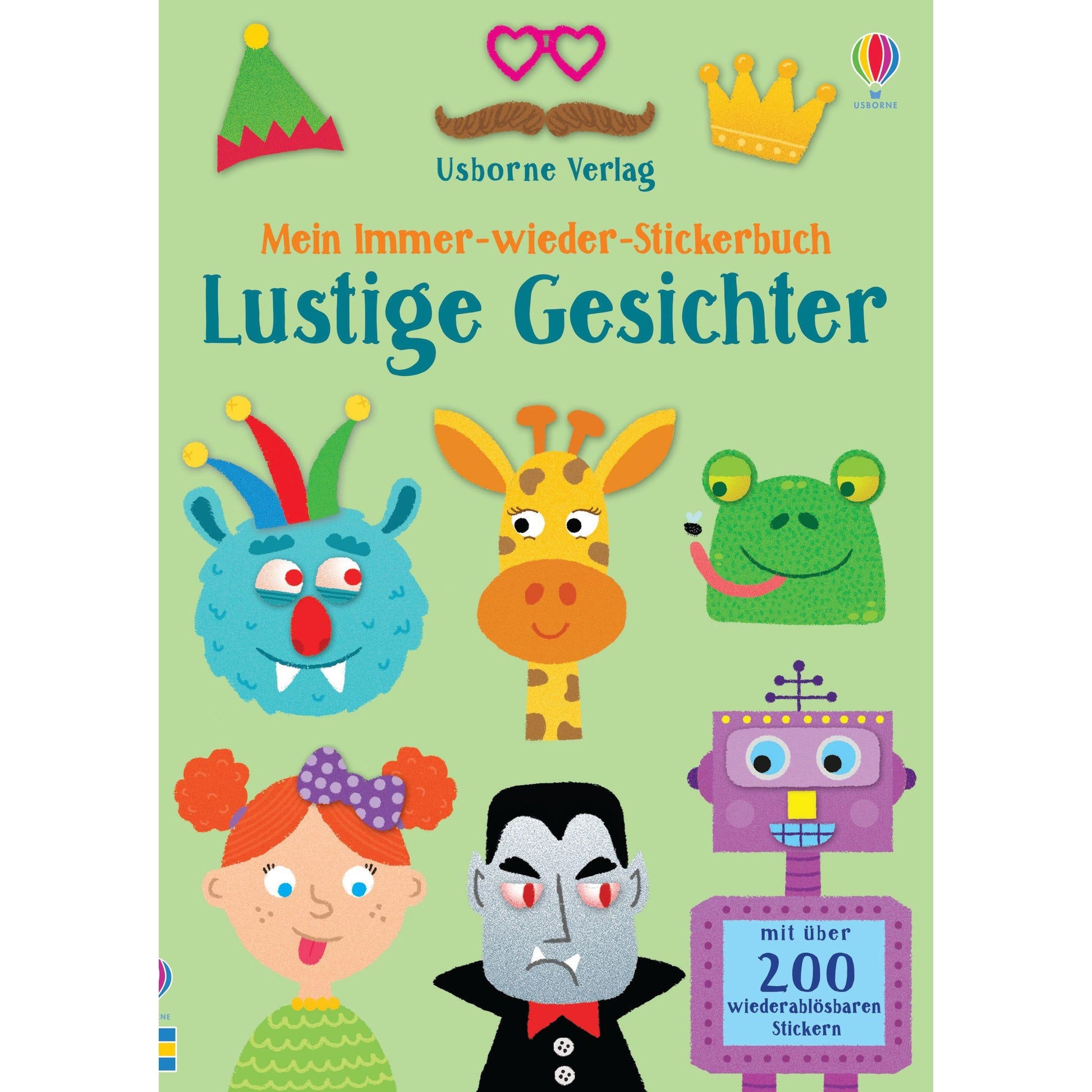 Usborne Mein Immer-wieder-Stickerbuch: Lustige Gesichter 3+