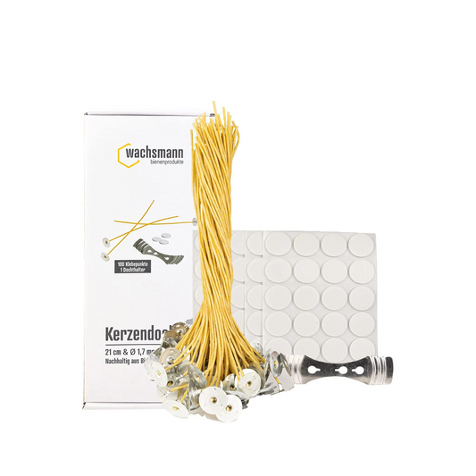 Wachsmann Kerzendocht 1 Stück aus Hanf mit Bienenwachs Mantel und Standfuß