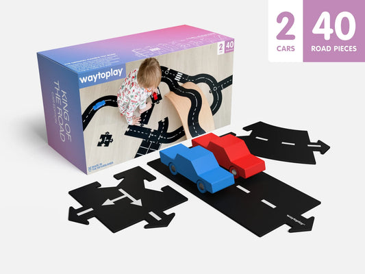 Waytoplay Set King of Road 40 flexible Straßen 2 Autos