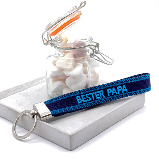 BESTER PAPA Schlüsselanhänger Keychain gewebt - bestickt
