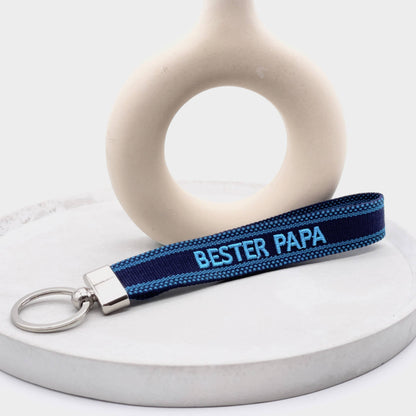 BESTER PAPA Schlüsselanhänger Keychain gewebt - bestickt