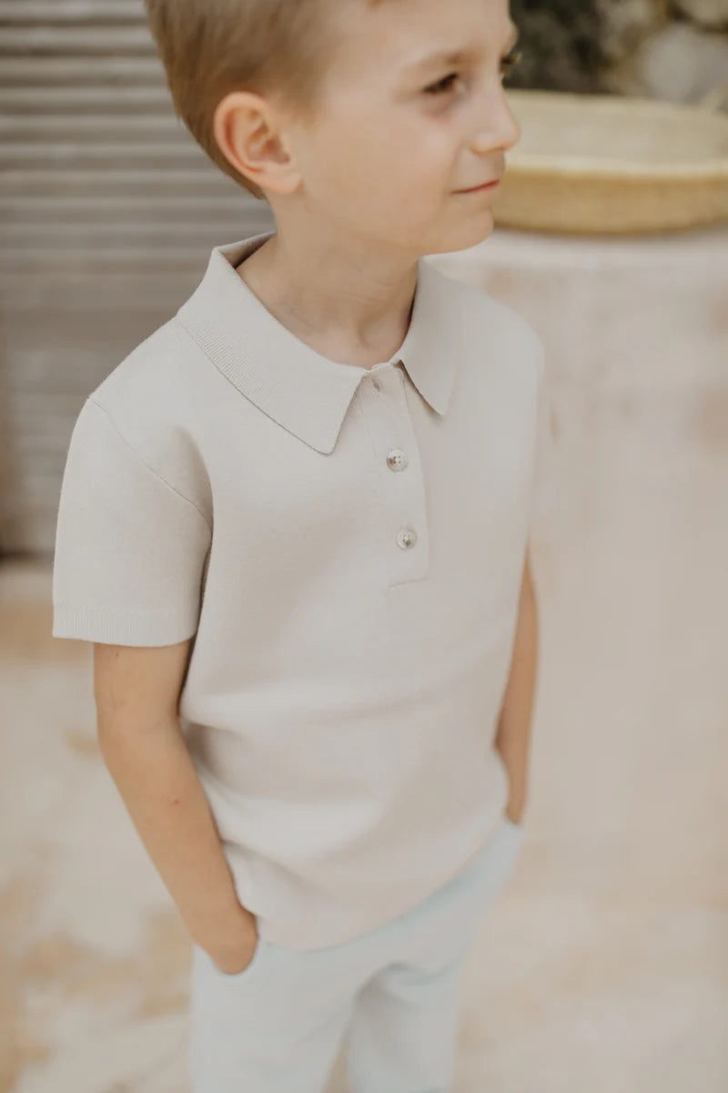 Leevje Unisex Knitted Polo Shirt 'Cappucino'