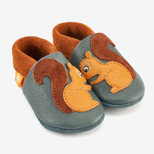 Orangenkinder Lederhausschuhe Knusper das Eichhörnchen