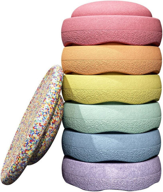 Stapelstein Rainbow Set pastel 6 Steine + Board